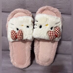 Cute Pink and White Slippers with Bow